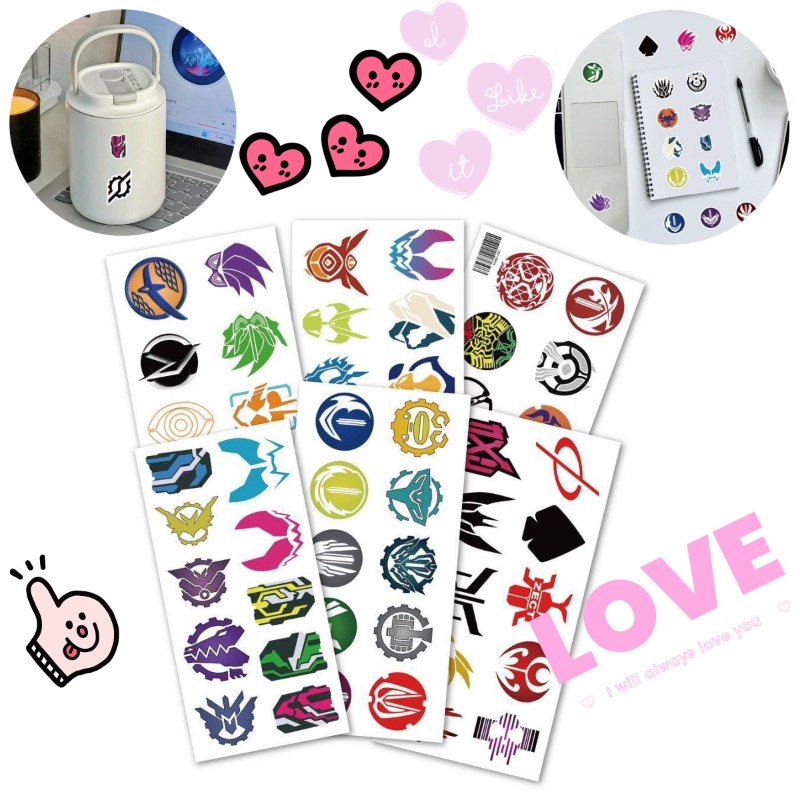 Laptop Accessories Toy - 60 Lembar Stiker Logo Kamen Rider